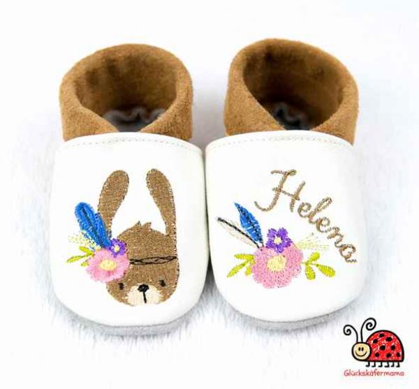 Krabbelschuhe "Boho-Hase"